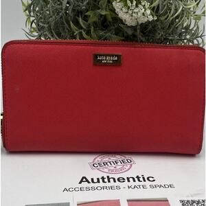 Authenticated Kate Spade New York Laurel Way Neda Accordion Zip Wallet Red Chili